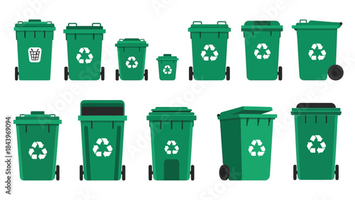 Green recycling and waste bin collection for sustainable waste management