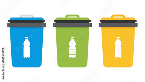 Colorful waste bins for recycling plastic bottles
