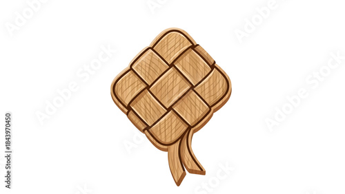 Traditional hand-woven rice dumpling illustration, a cultural food icon crafted from palm leaves, symbolizing festive celebration and culinary heritage, ideal for design projects