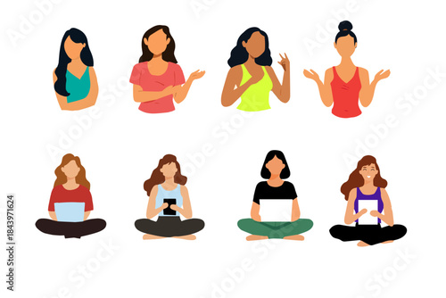 Black silhouette icon of a woman meditating in a yoga pose