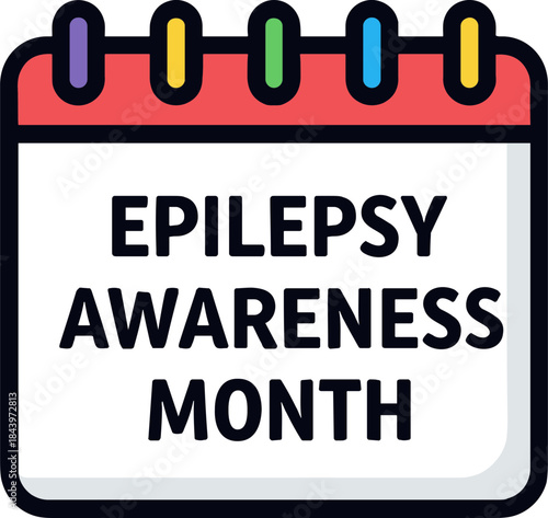 Epilepsy Awareness Month calendar illustration with colorful tabs on a white background