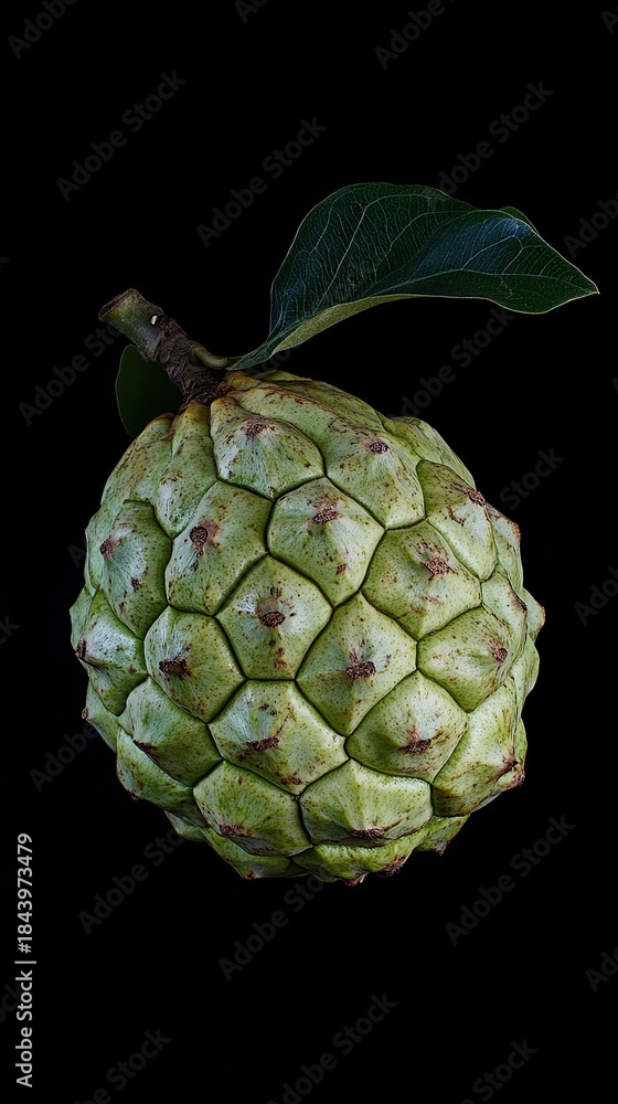 Fototapeta premium cherimoya isolated on black background