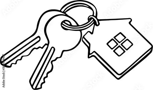 key with house image symbols as a security feature