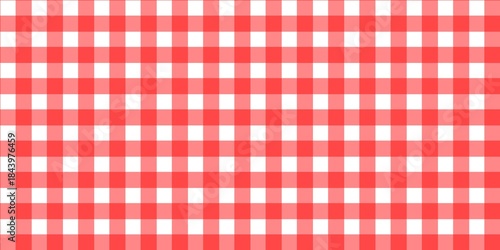 Bright red gingham Christmas pattern with bold checkered grid, classic festive background for holiday packaging, fabric design, and digital decoration