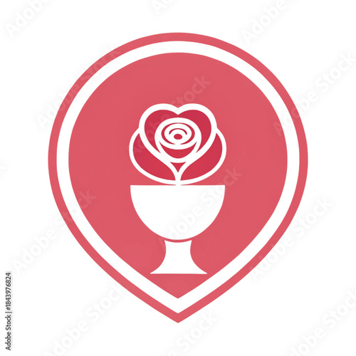 Stylized rose in a chalice icon represents love and purity