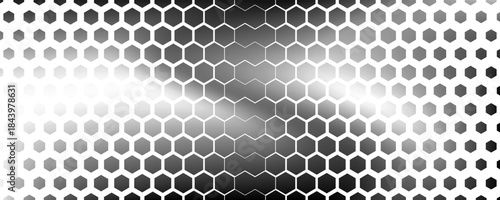 Hexagon Vector Abstract Geometric Technology Background. Halftone Hex Retro Simple Pattern. Minimal Style Dynamic Tech Wallpaper.