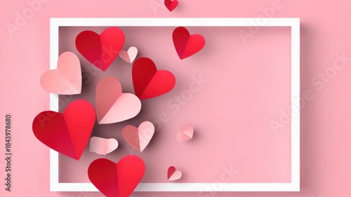 A vibrant 3D pink surprise box adorned with red hearts popping out against a plain background. Ideal for digital design projects or holiday gift wrapping inspiration.