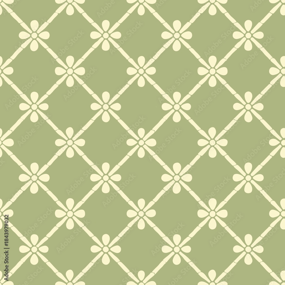 Fototapeta premium Seamless geometric floral pattern in green tones