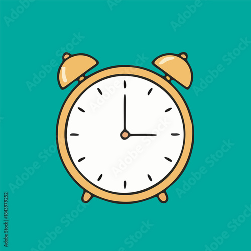 Simple alarm clock illustration, a classic reminder of time and waking up