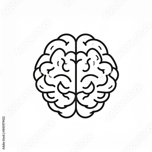 Clean Line Art AI Brain Illustration for Technology Themes