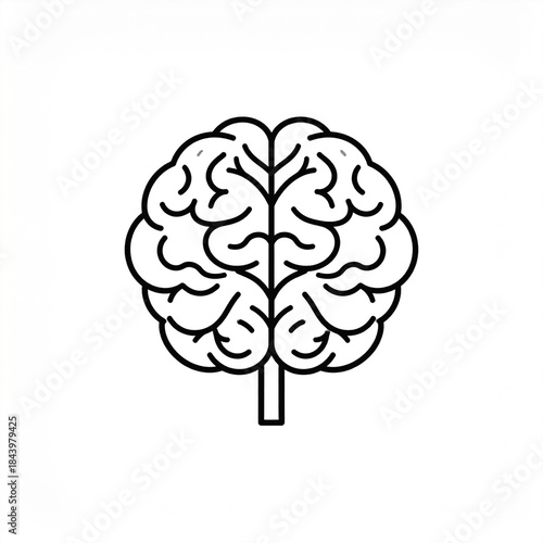 Minimal AI Brain Icon in Simple Black Line Style