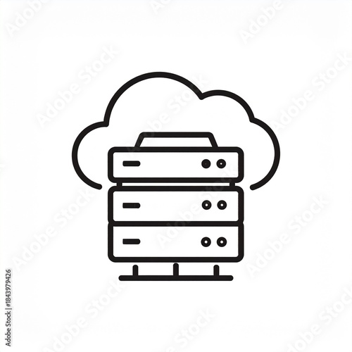 Minimal Cloud Server Icon in Simple Black Line Style