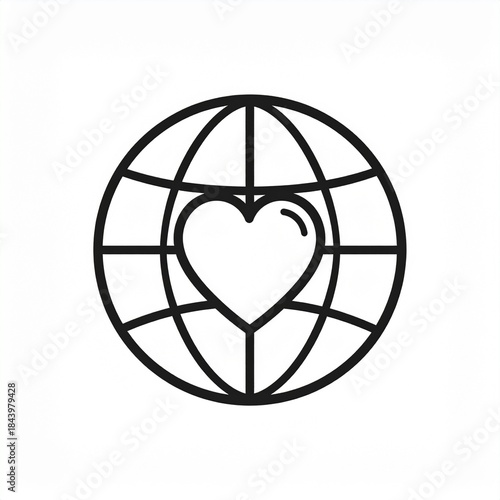 Clean Line Art Earth with Love Illustration for Eco Themes