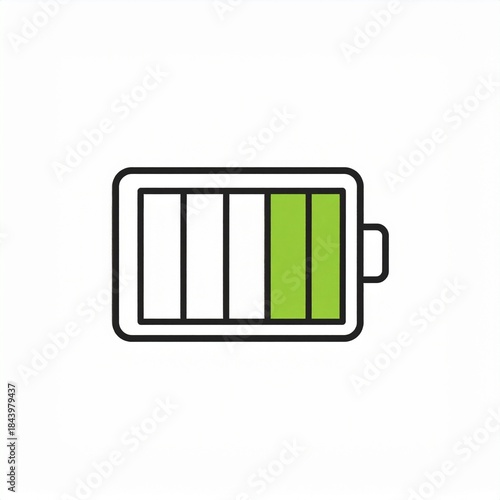 Clean Line Art Battery Indicator with Green Power Level