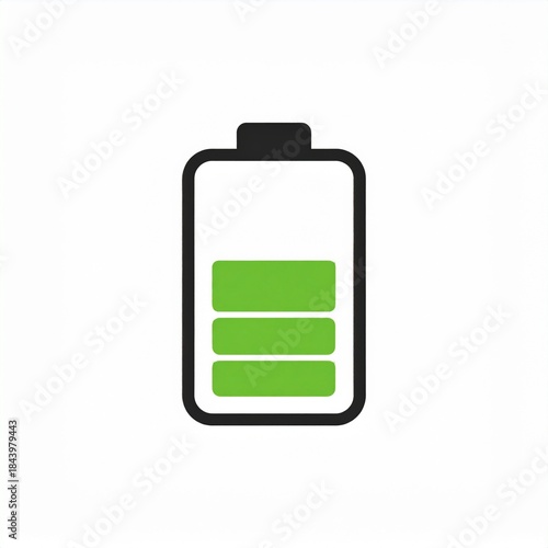 Outline Battery Symbol Showing Full Green Charge