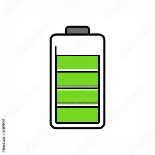 Minimal Battery Icon with Green Level in Simple Line Style