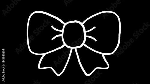 White wiggly hand drawn bow tie icon on alpha