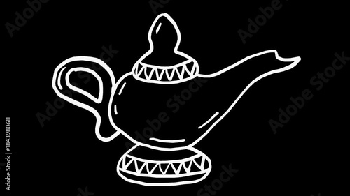 White wiggly hand drawn teapot container icon on alpha 2