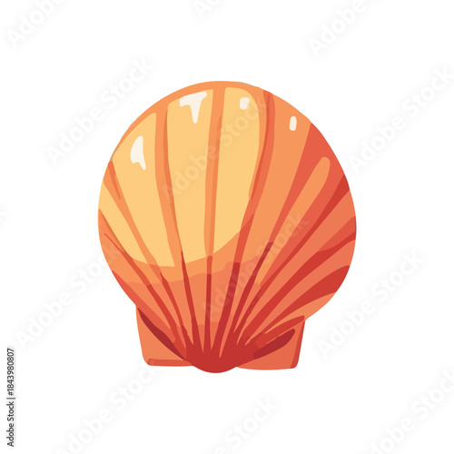 striped scallop shell orange cartoon