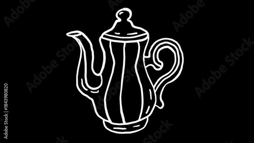 White wiggly hand drawn teapot container icon on alpha 4