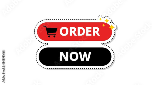 Order Now Button with Shopping Cart Icon, a Call to Action for Online Shopping and E-commerce Purchases