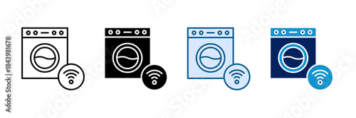Smart Washing Machine Icon Set Multiple Style Collection