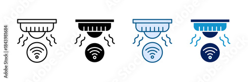 Smart Smoke Detector Icon Set Multiple Style Collection