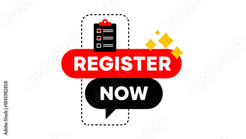 Register Now Button with Checklist Icon, Promoting Event or Service Sign-up