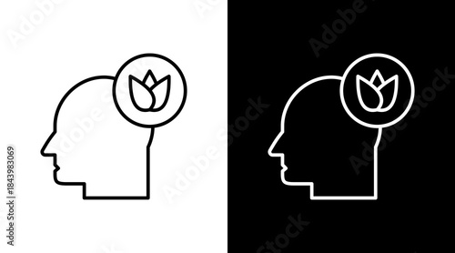 Mind Wellness Outline White Icon Set Design