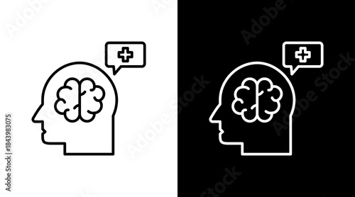Positive Thoughts Outline White Icon Set Design