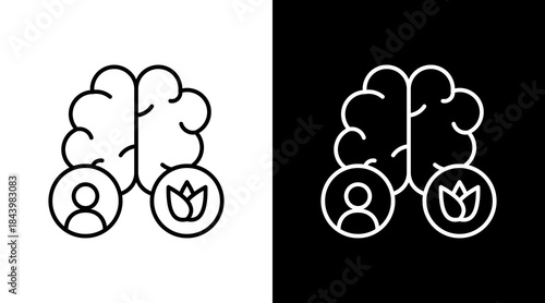 Mindfulness Outline White Icon Set Design