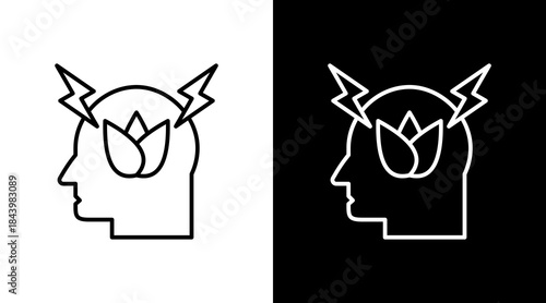 Stress Relief Outline White Icon Set Design