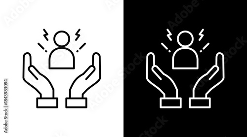 Anxiety Support Outline White Icon Set Design