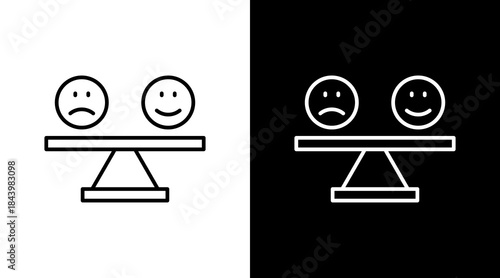 Emotional Balance Outline White Icon Set Design