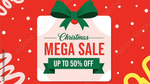 Festive Season Shopping Event Banner with Generous Discounts and Promotions, Celebrating Christmas Sales with Up to 50% Off Special Offers