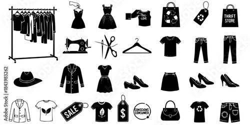 Vintage Thrift Second Hand Clothing Rack Silhouette