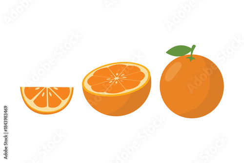 Orange Fruit Set. Whole and Sliced. Suitable for clip art, stickers, flat design illustration, etc