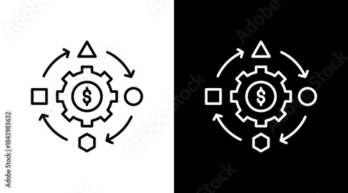 Profit Model Outline White Icon Set Design