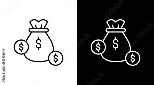 Revenue Stream Outline White Icon Set Design