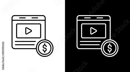 Ad Revenue Outline White Icon Set Design