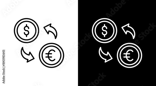 Money Conversion Outline White Icon Set Design