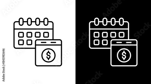 Subscription Plan Outline White Icon Set Design