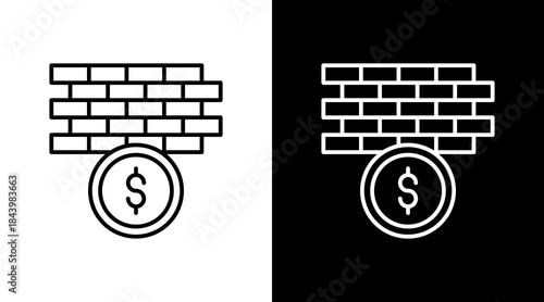 Paywall Outline White Icon Set Design