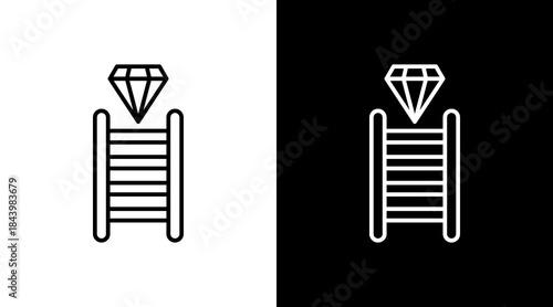 Value Ladder Outline White Icon Set Design
