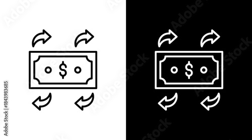 Cash Flow Outline White Icon Set Design