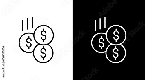 Royalty Income Outline White Icon Set Design
