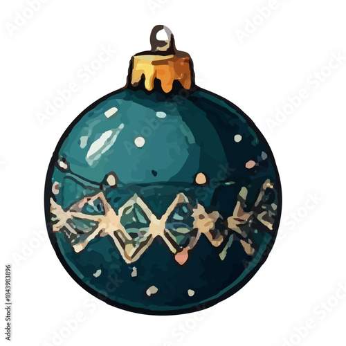 A solitary teal Christmas ornament with a decorative diamond pattern, perfect for festive holiday designs and seasonal decorations