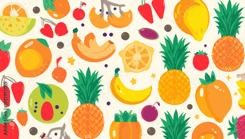 Vibrant Assortment of Tropical and Citrus Fruits, A Refreshing and Healthy Culinary Collection