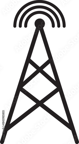 Wireless Communication Tower Icon: A simple, yet modern, graphic of a communication tower emits signals, symbolizing connectivity in a digital age.