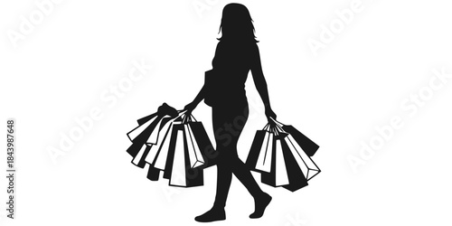 Successful Shopping Trip Customer Bags Silhouette